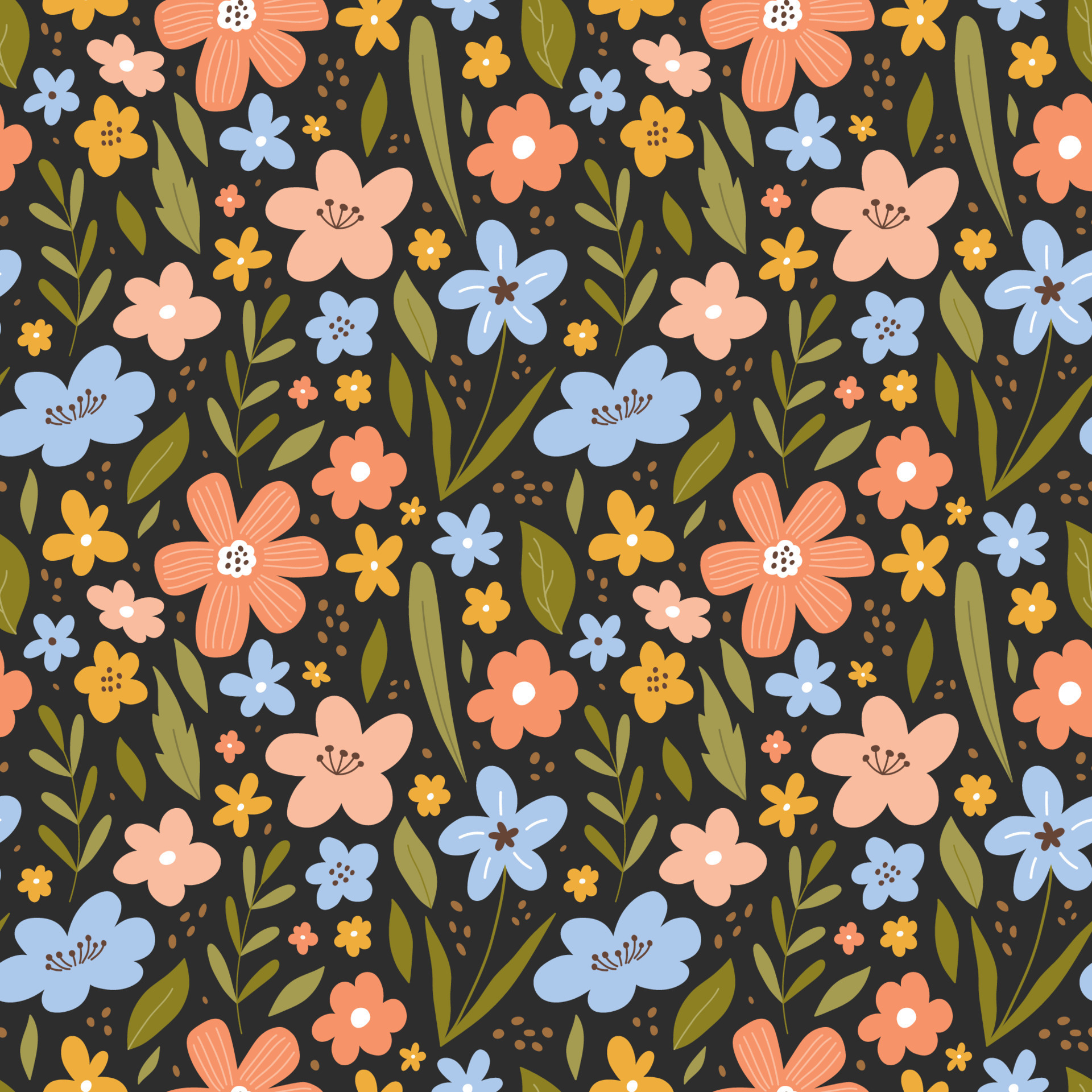 Premium Vector  Floral seamless pattern. hand drawn. for textile,  wallpapers, print, wrapping paper. liberty style