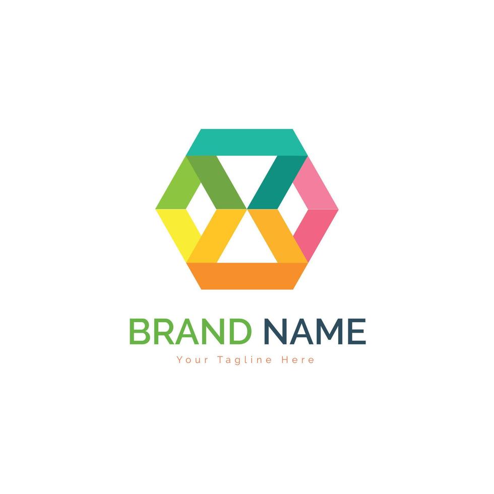 Modern Hexagonal sign colour logo template design vector for brand or company and other