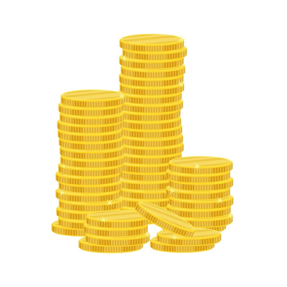 Stacks of gold coins flat illustration. The concept of wealth, investment, profit. vector