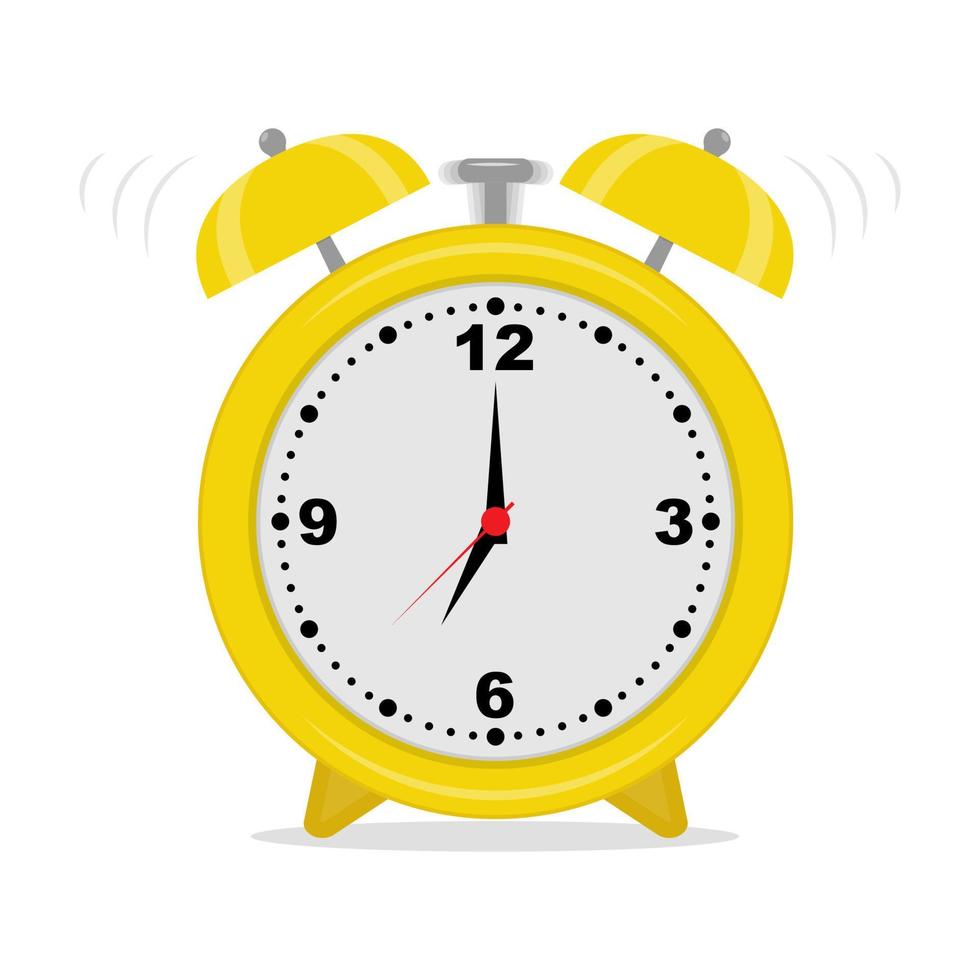 Alarm clock flat vector illustration. Early awakening. Reminder.