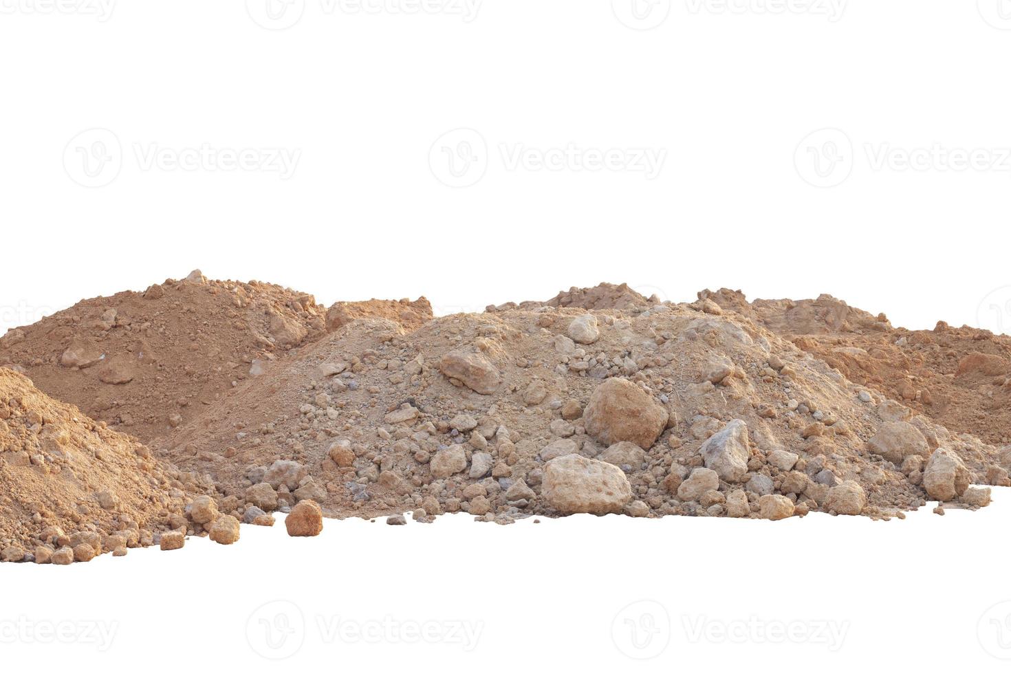 Pile of lateritic soil for construction site isolated on white background included clipping path. photo