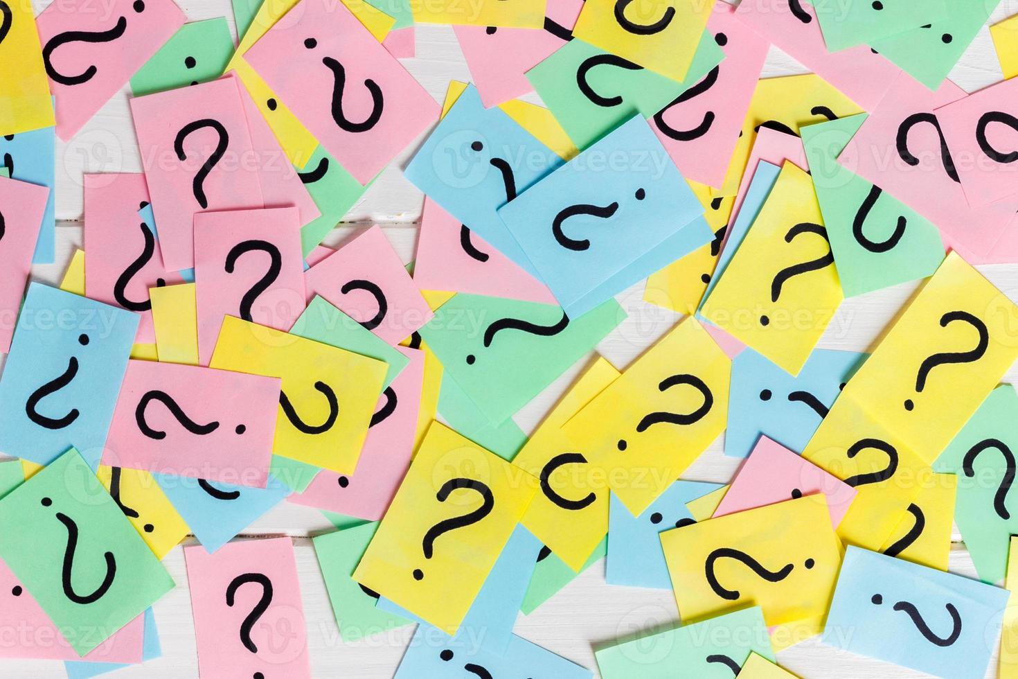 colorful paper notes with question marks. Closeup photo