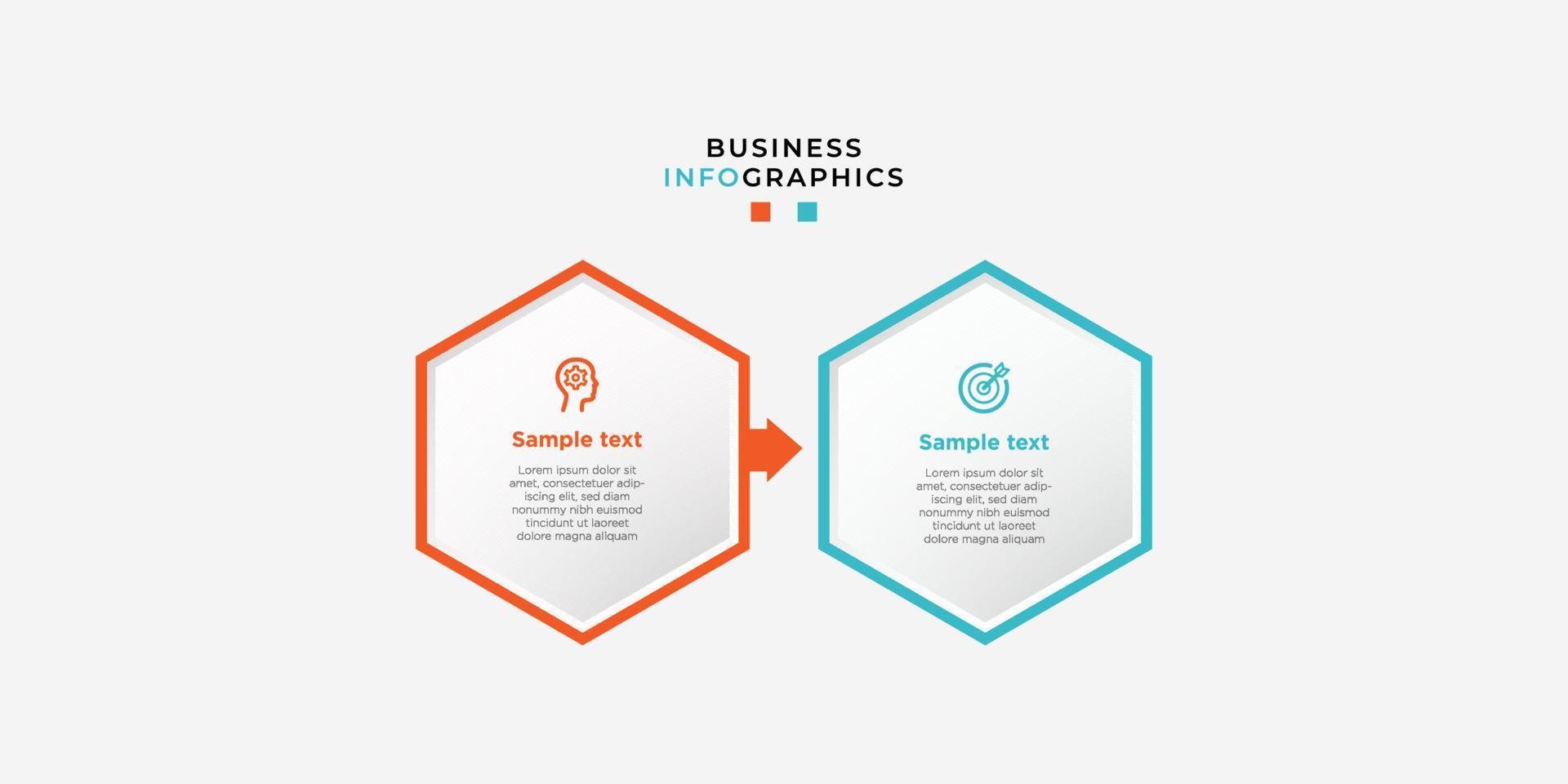 Modern business infographic template design with 2 step or options. Cool design for process diagram, presentations, workflow layout, banner, flow chart, wall information.Eps10 vector