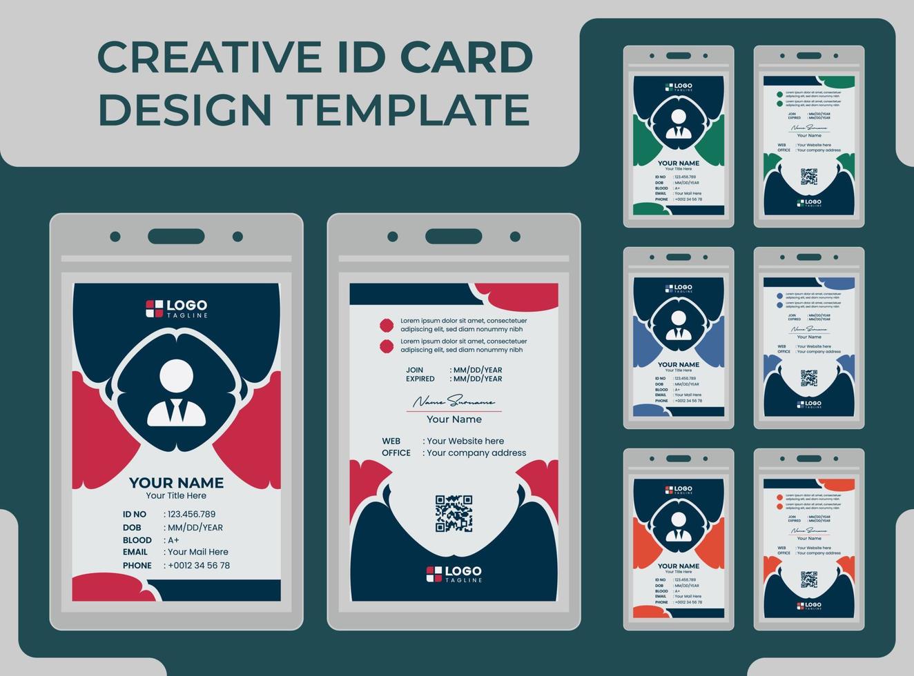 plantilla de diseño de tarjeta de identificación única moderna creativa vector