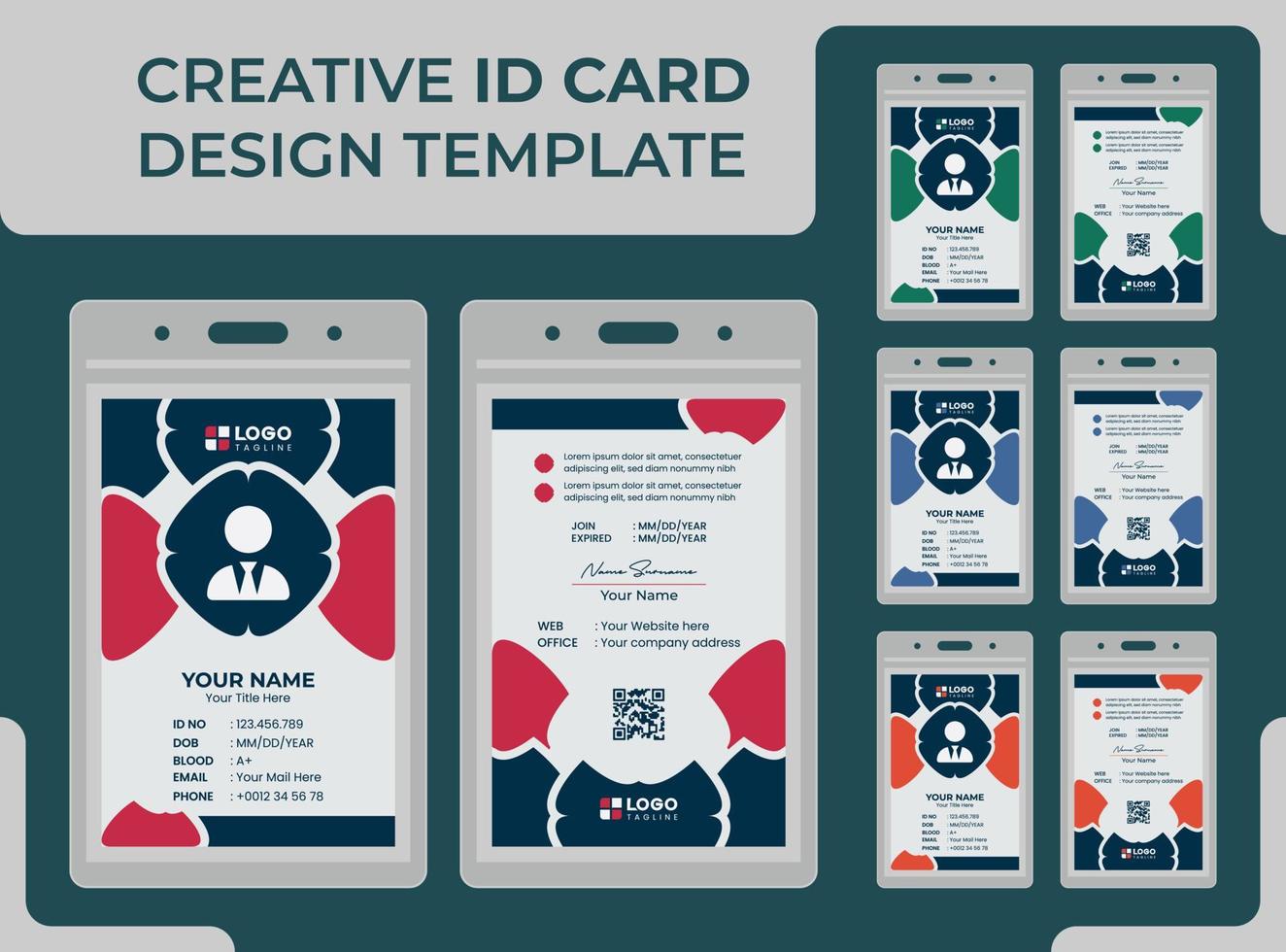 plantilla de diseño de tarjeta de identificación única moderna creativa vector
