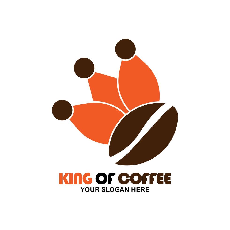 logotipo de la corona del rey y el icono del café negro vector