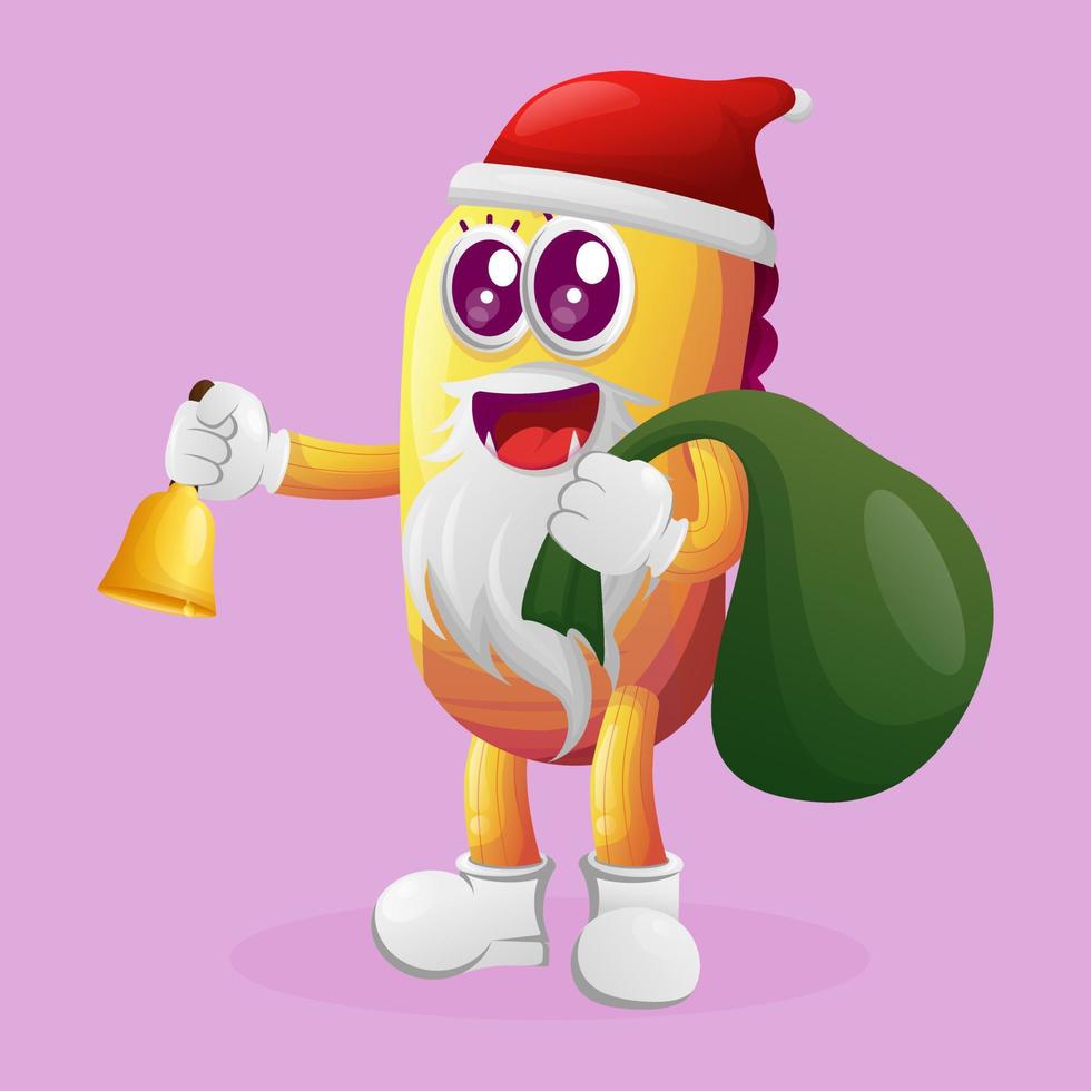 Cute yellow monster santa claus christmas vector