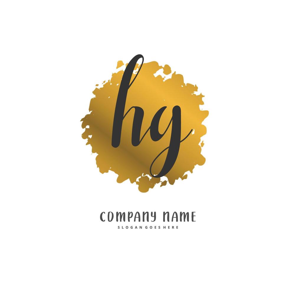 hg escritura a mano inicial y diseño de logotipo de firma con círculo. hermoso diseño de logotipo escrito a mano para moda, equipo, boda, logotipo de lujo. vector