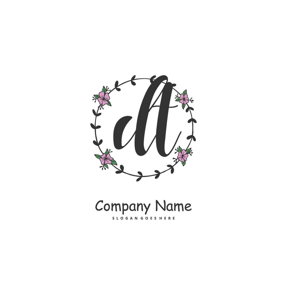 DT Initial handwriting and signature logo design with circle. Beautiful design handwritten logo for fashion, team, wedding, luxury logo. vector