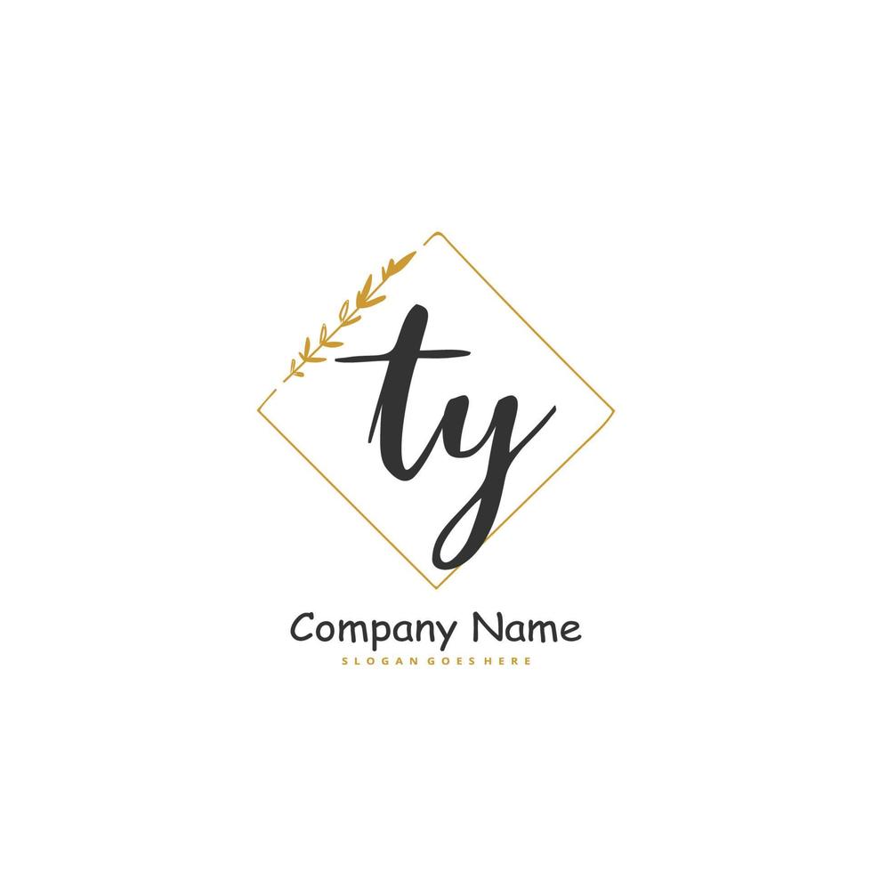 TY Initial handwriting and signature logo design with circle. Beautiful design handwritten logo for fashion, team, wedding, luxury logo. vector