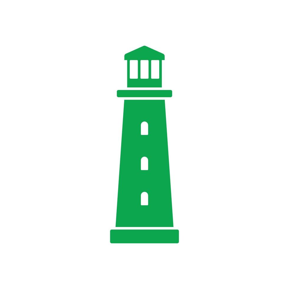 eps10 icono de edificio de torre de faro de vector verde aislado sobre fondo blanco. símbolo de la costa de la playa de la isla de los reflectores en un estilo moderno y plano simple para el diseño de su sitio web, logotipo y móvil