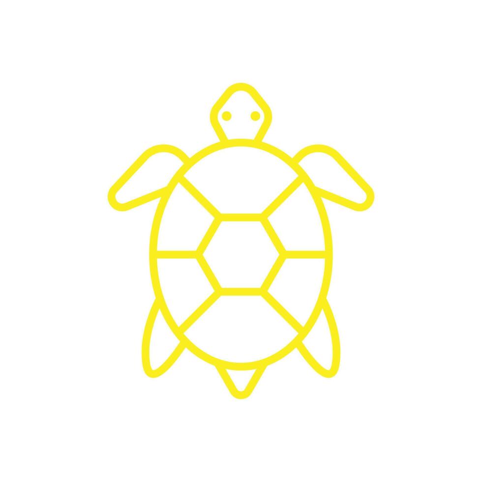 eps10 icono de arte de línea abstracta de tortuga marina vectorial amarilla aislado en fondo blanco. símbolo de contorno de animales marinos en un estilo moderno plano simple y moderno para el diseño de su sitio web, logotipo y aplicación móvil vector