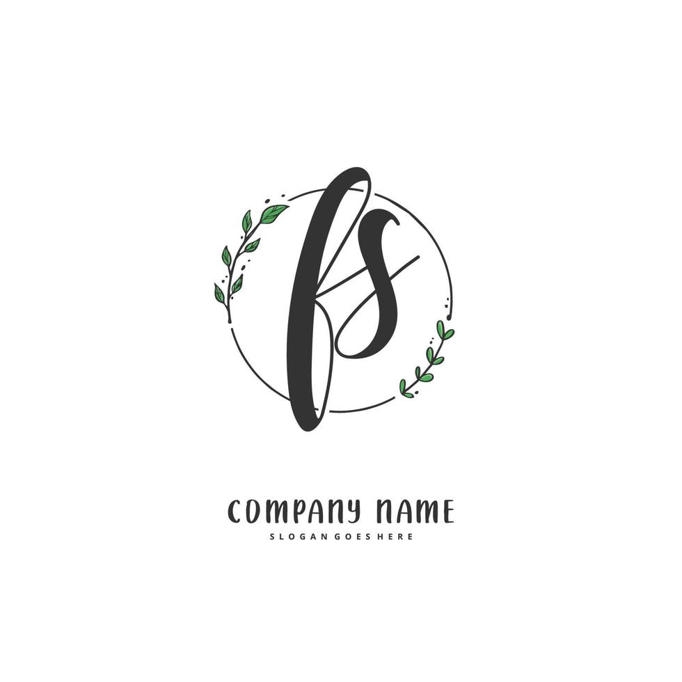 fs escritura a mano inicial y diseño de logotipo de firma con círculo. hermoso diseño de logotipo escrito a mano para moda, equipo, boda, logotipo de lujo. vector