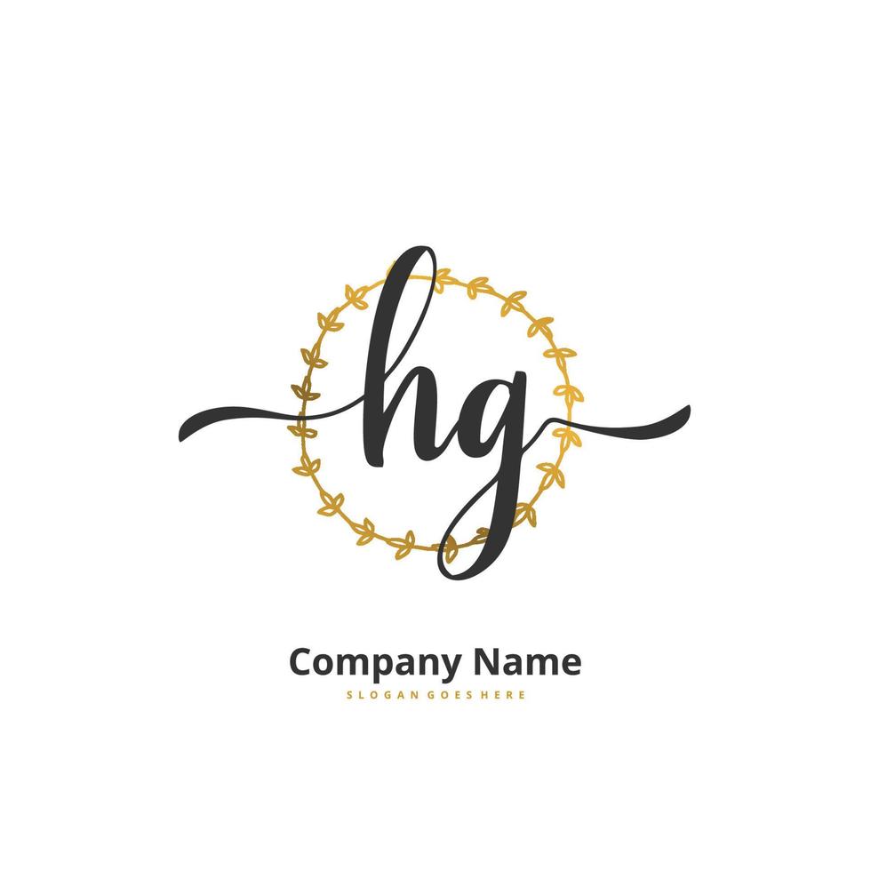 HG Initial handwriting and signature logo design with circle. Beautiful design handwritten logo for fashion, team, wedding, luxury logo. vector