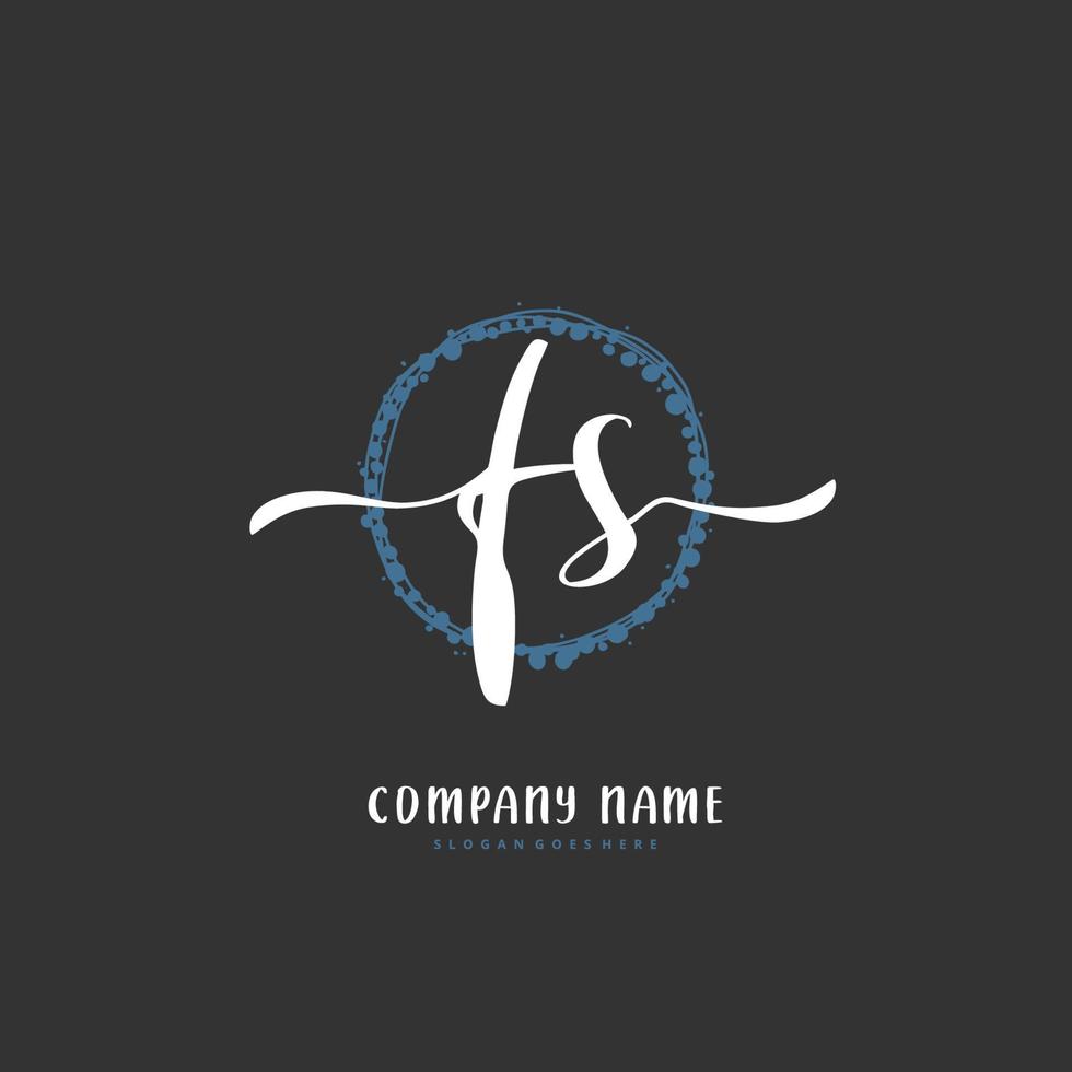 FS Initial handwriting and signature logo design with circle. Beautiful design handwritten logo for fashion, team, wedding, luxury logo. vector