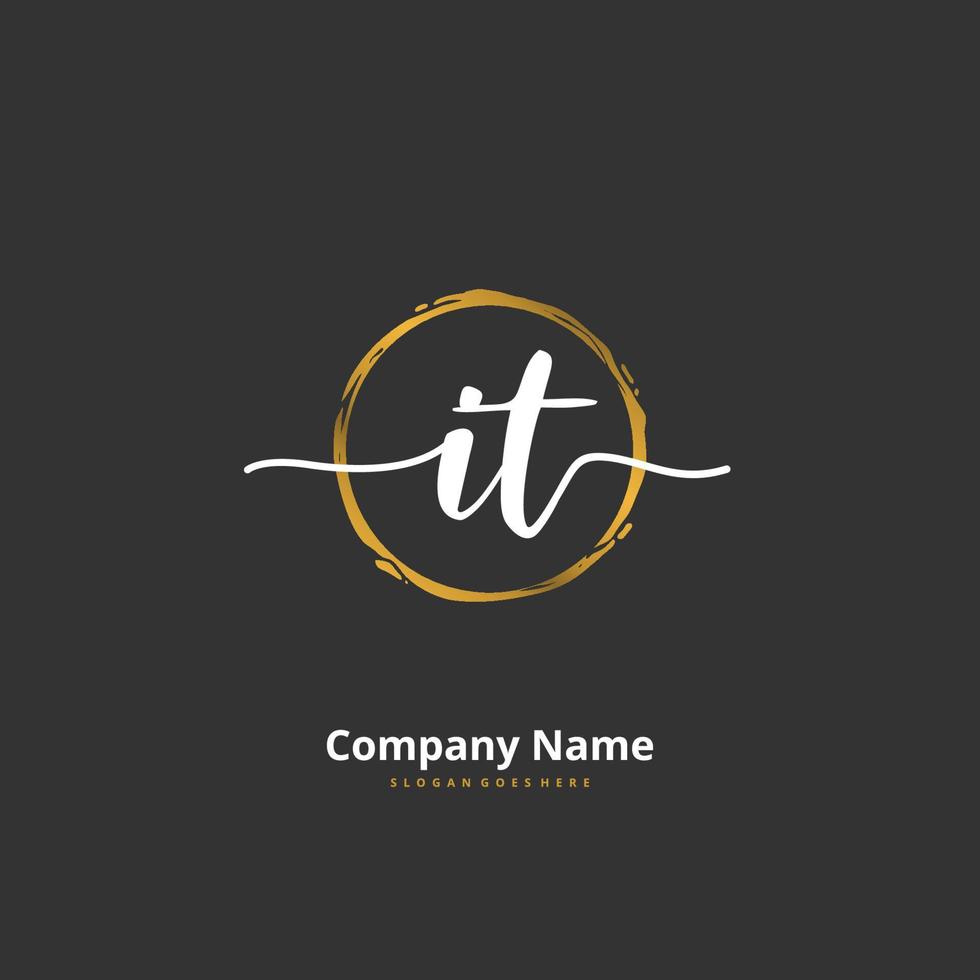 IT Initial handwriting and signature logo design with circle. Beautiful design handwritten logo for fashion, team, wedding, luxury logo. vector