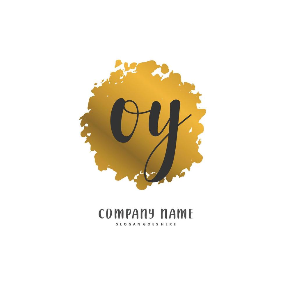 OY Initial handwriting and signature logo design with circle. Beautiful design handwritten logo for fashion, team, wedding, luxury logo. vector