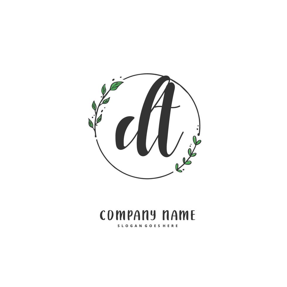 DT Initial handwriting and signature logo design with circle. Beautiful design handwritten logo for fashion, team, wedding, luxury logo. vector