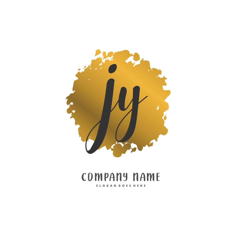 JY Initial handwriting and signature logo design with circle. Beautiful design handwritten logo for fashion, team, wedding, luxury logo. vector