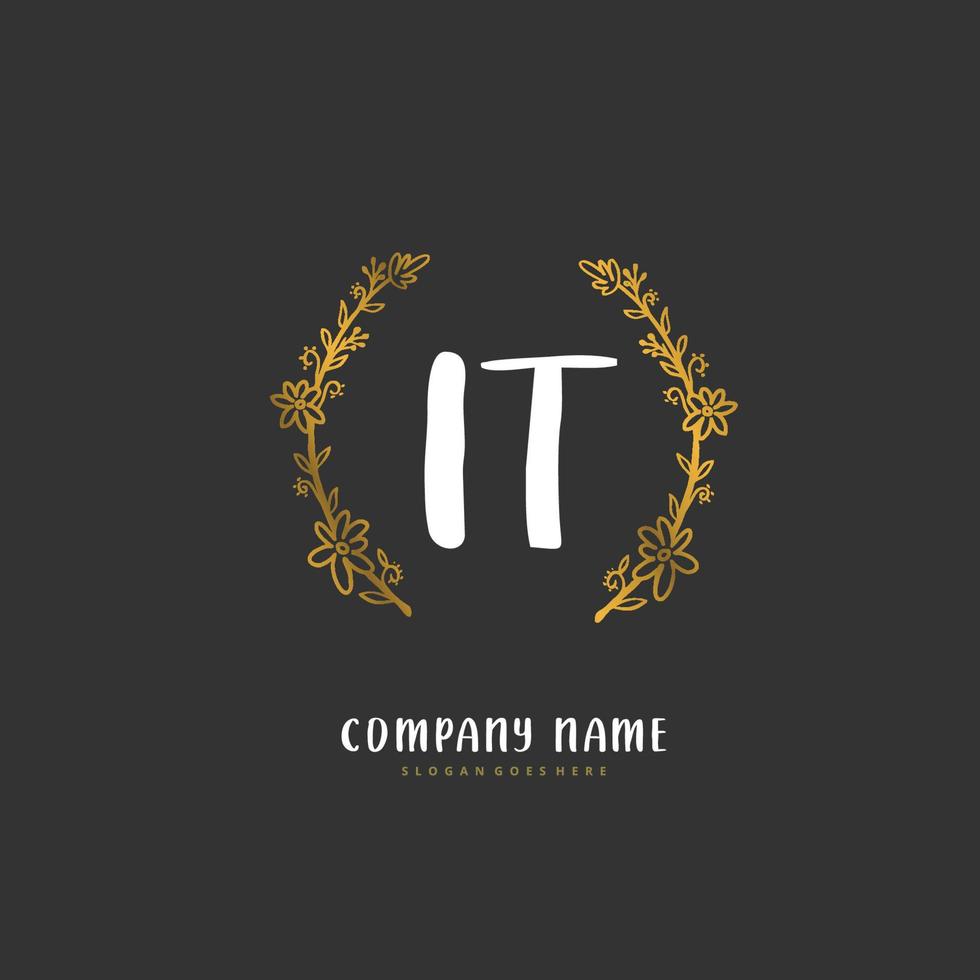 IT Initial handwriting and signature logo design with circle. Beautiful design handwritten logo for fashion, team, wedding, luxury logo. vector