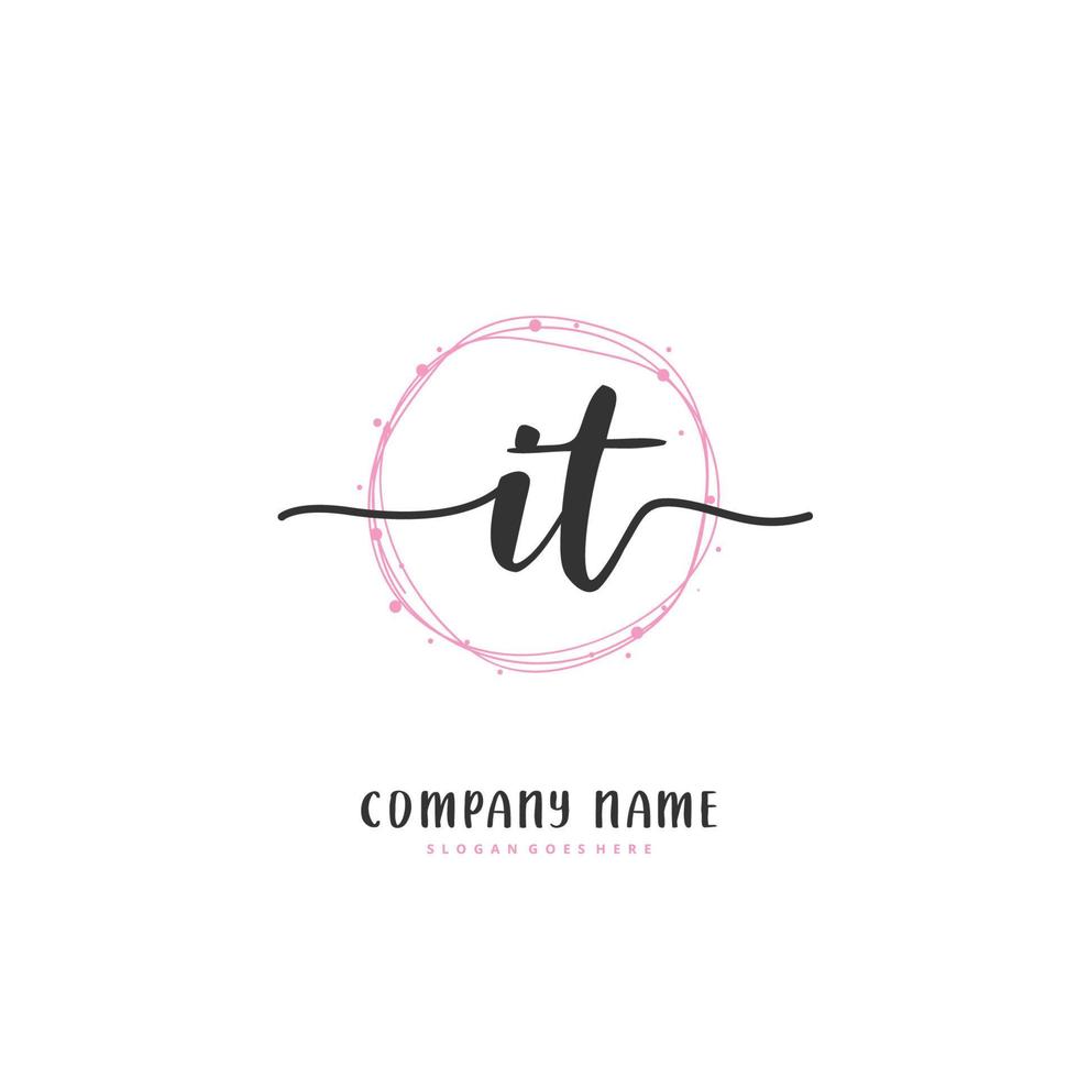 IT Initial handwriting and signature logo design with circle. Beautiful design handwritten logo for fashion, team, wedding, luxury logo. vector