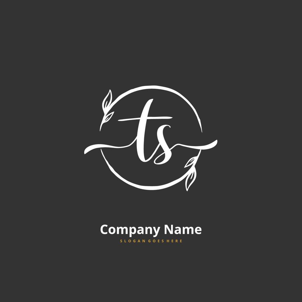 ts escritura a mano inicial y diseño de logotipo de firma con círculo. hermoso diseño de logotipo escrito a mano para moda, equipo, boda, logotipo de lujo. vector