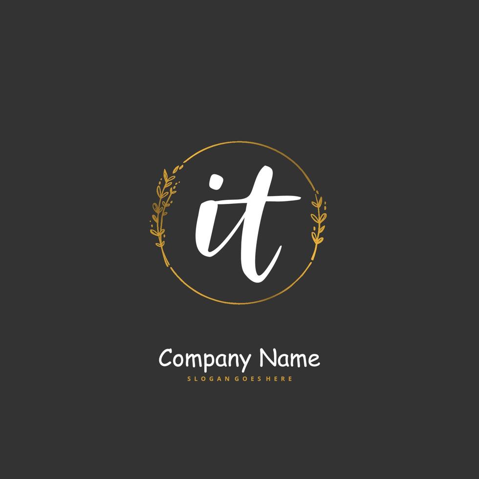 IT Initial handwriting and signature logo design with circle. Beautiful design handwritten logo for fashion, team, wedding, luxury logo. vector