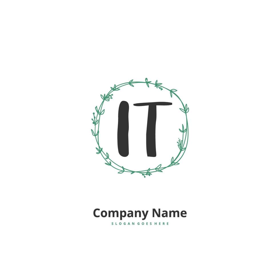 IT Initial handwriting and signature logo design with circle. Beautiful design handwritten logo for fashion, team, wedding, luxury logo. vector