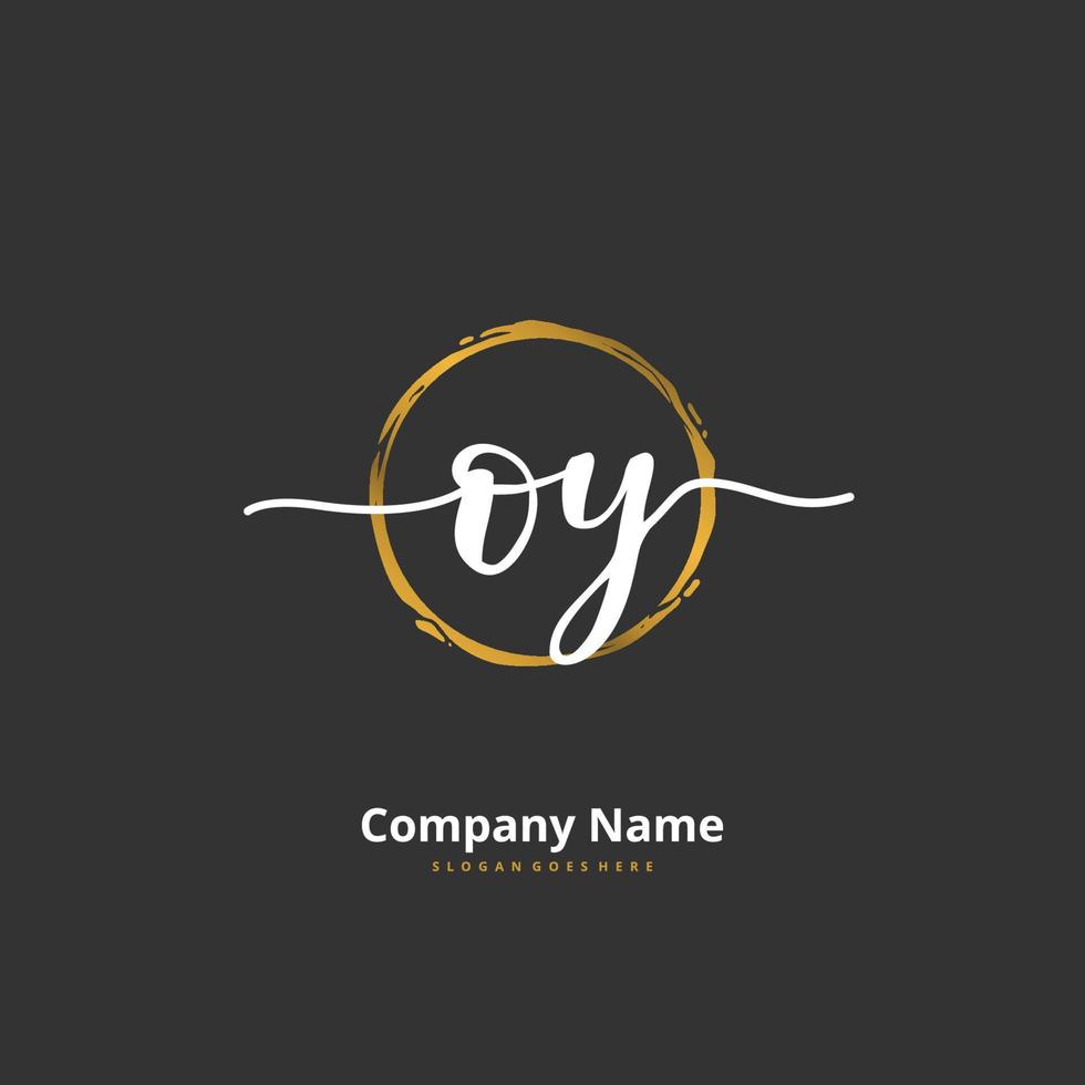 OY Initial handwriting and signature logo design with circle. Beautiful design handwritten logo for fashion, team, wedding, luxury logo. vector