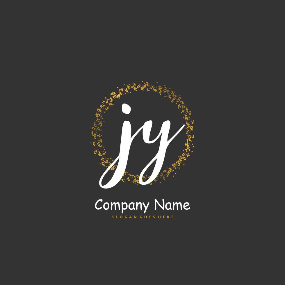 JY Initial handwriting and signature logo design with circle. Beautiful design handwritten logo for fashion, team, wedding, luxury logo. vector