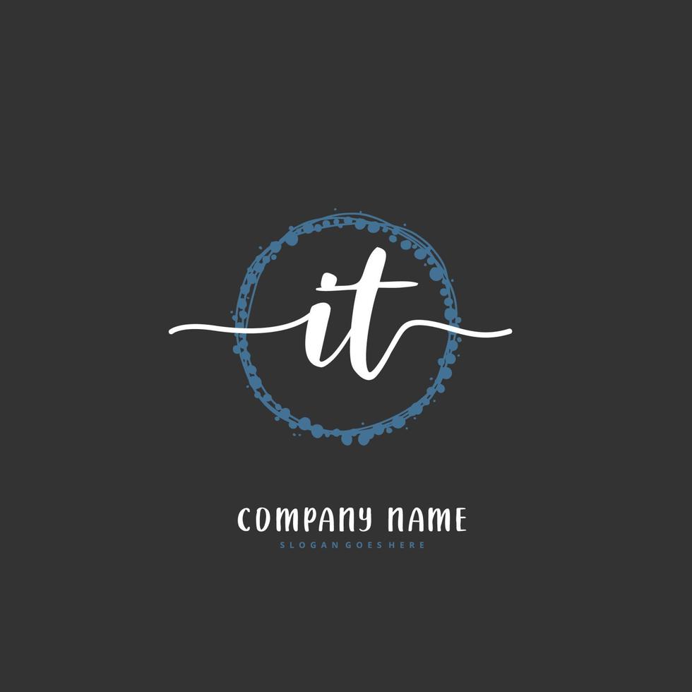 IT Initial handwriting and signature logo design with circle. Beautiful design handwritten logo for fashion, team, wedding, luxury logo. vector