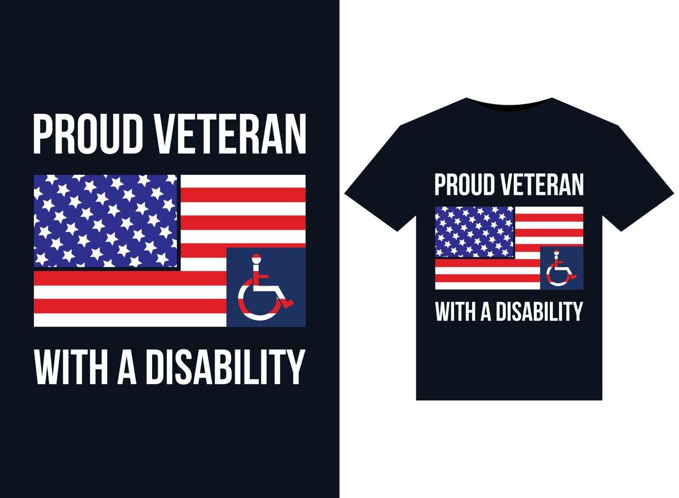 veterano orgulloso con ilustraciones de discapacidad para el diseño de camisetas listas para imprimir vector