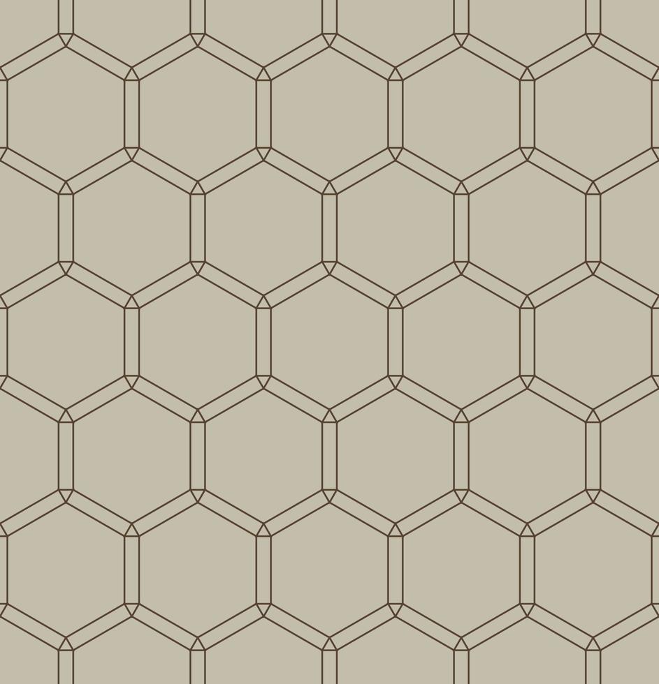 Seamless Geometric Pattern With Editable Weight Of Stroke, Hexagon Shape Brown Color. vector