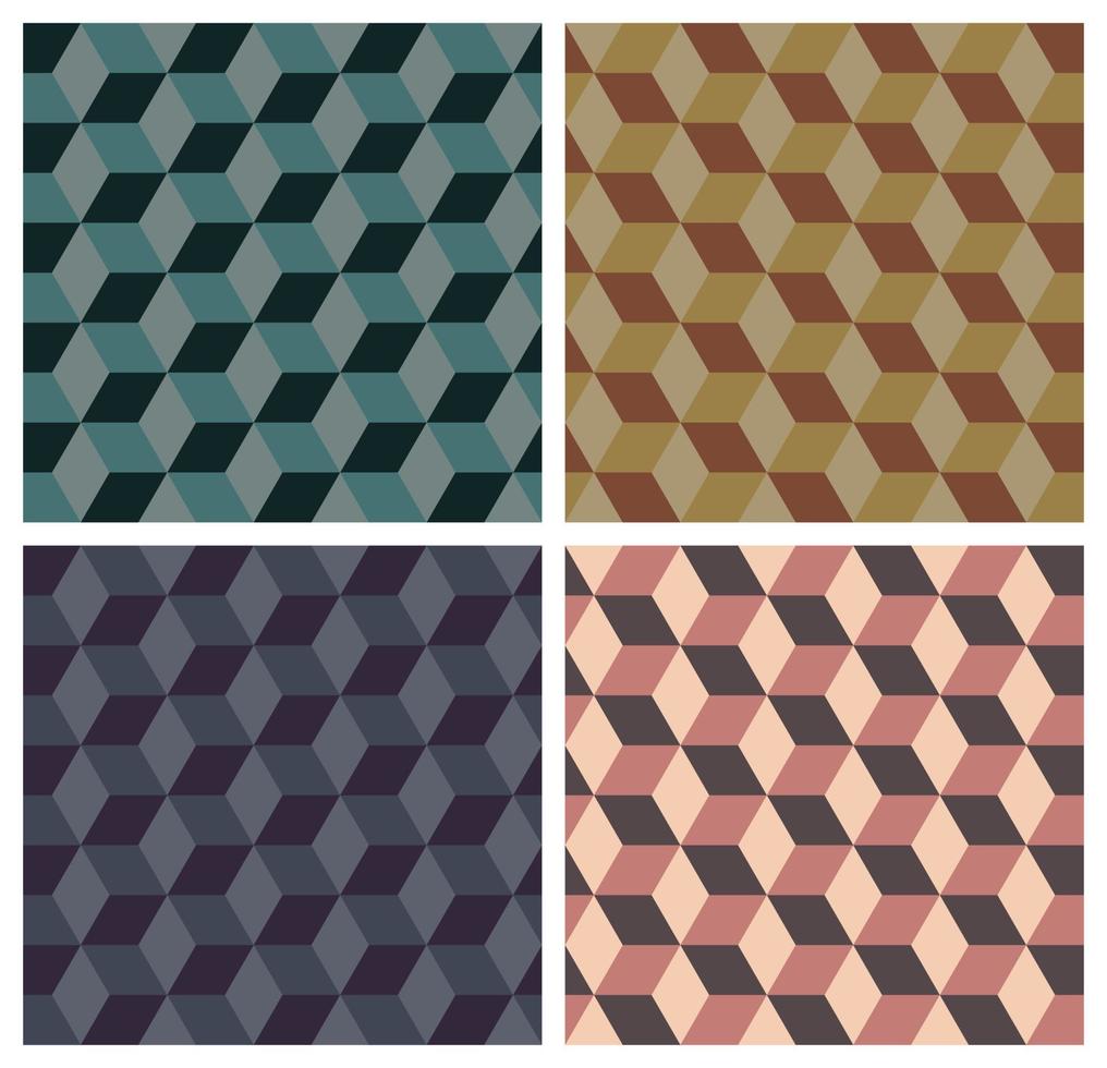 Seamless Hexagon Geometric Shapes Set 3D Cube Abstract Background vector