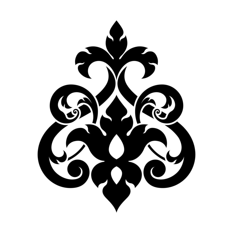 Black And White Damask Style Thai Art Pattern vector