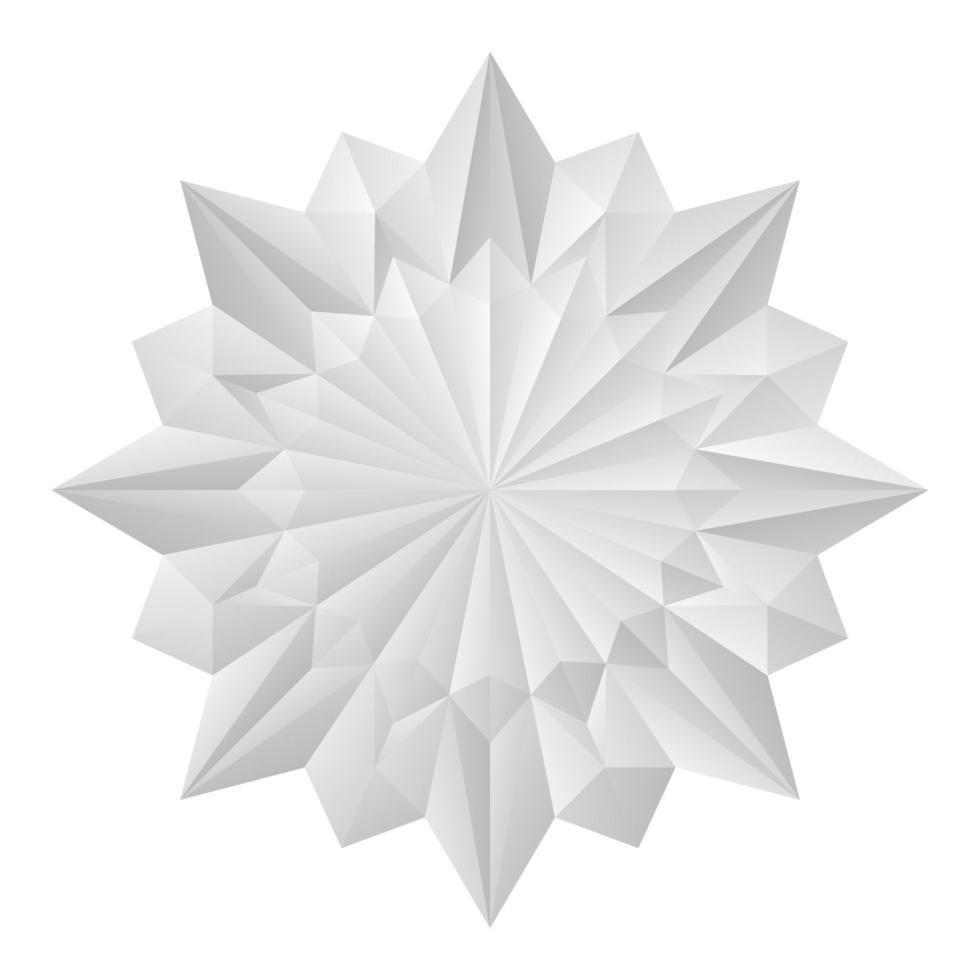 3d flor blanca origami estilo mandala forma geométrica de 8 puntas vector