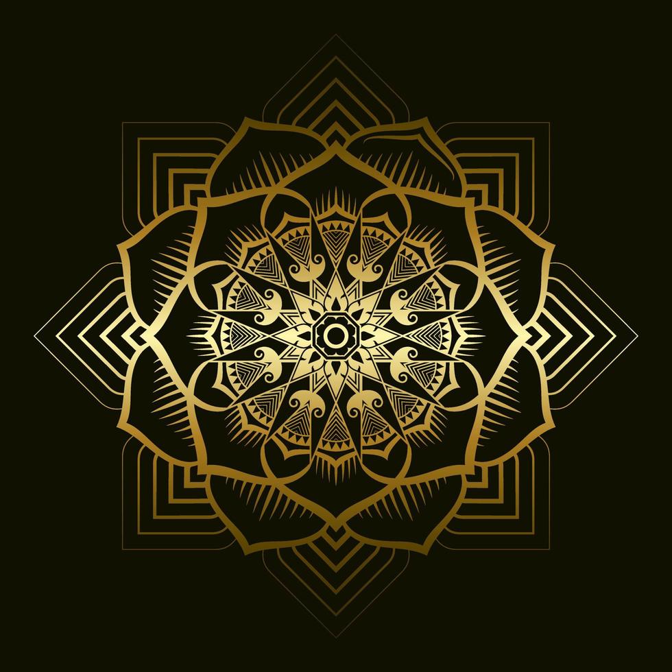 patrón de mandala aplicado al estilo de arte tailandés con degradado dorado vector