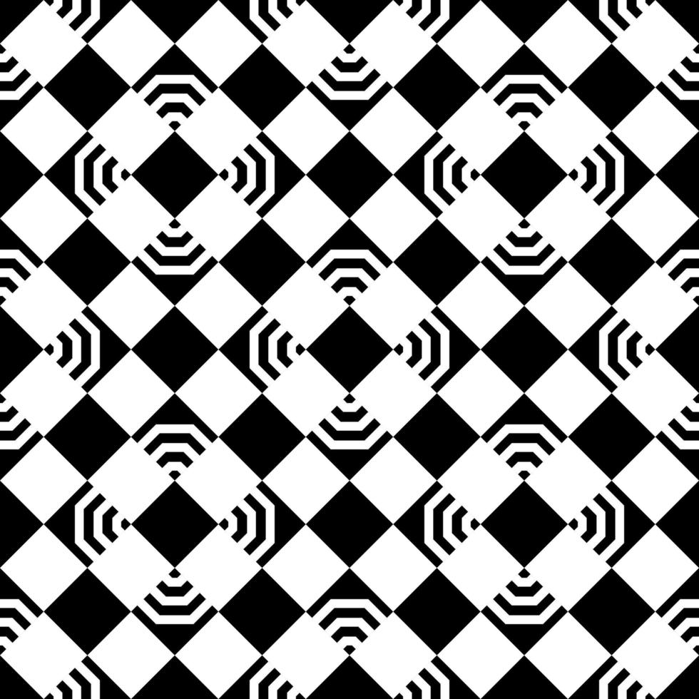 Seamless Checkerboard Black White Diamond Shape Pattern vector