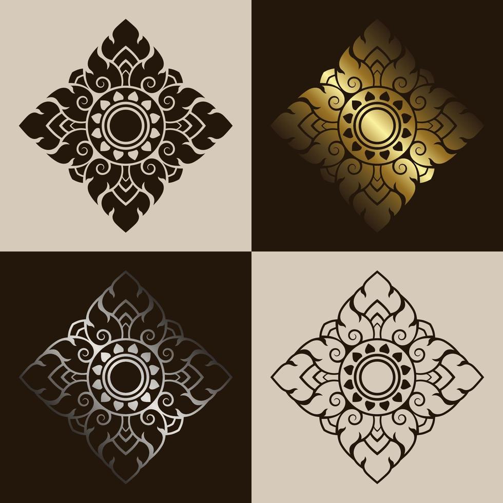 Traditional Thai Art Pattern Set Prajam Yam 2 vector