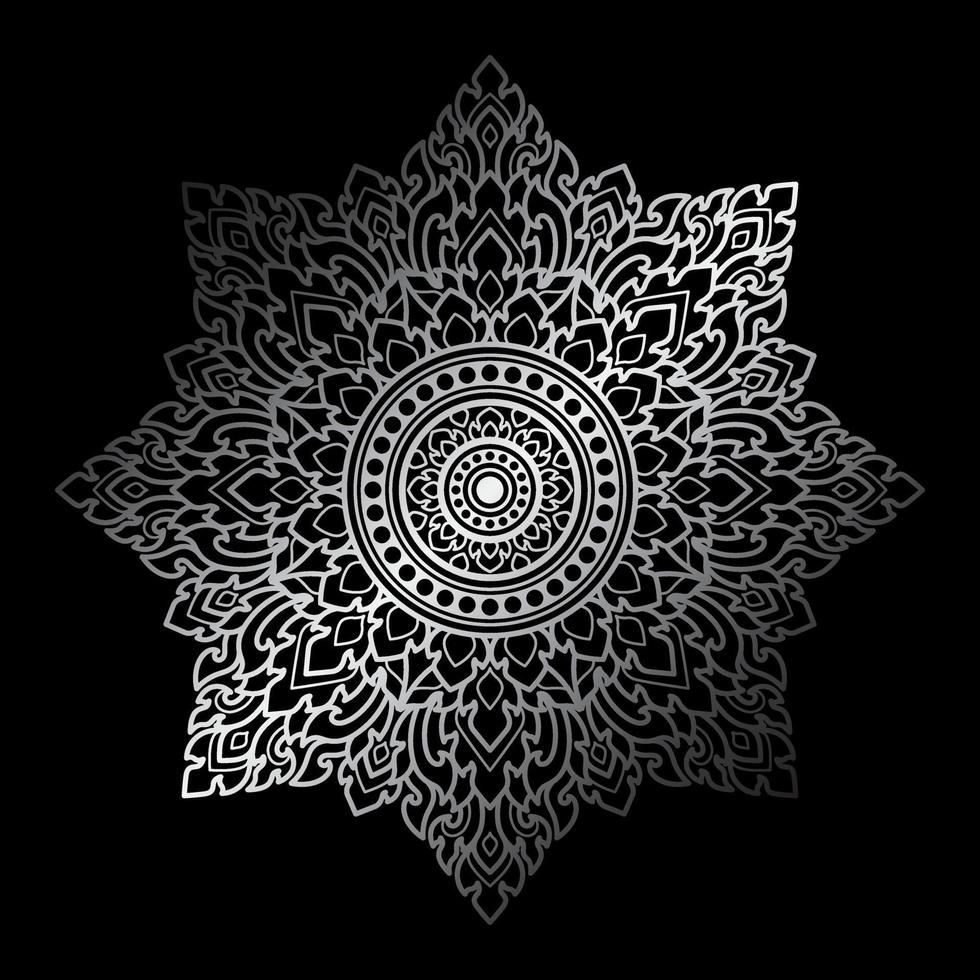 A32 - Octagon Mandala Pattern Silver Applied Thai Art Style vector