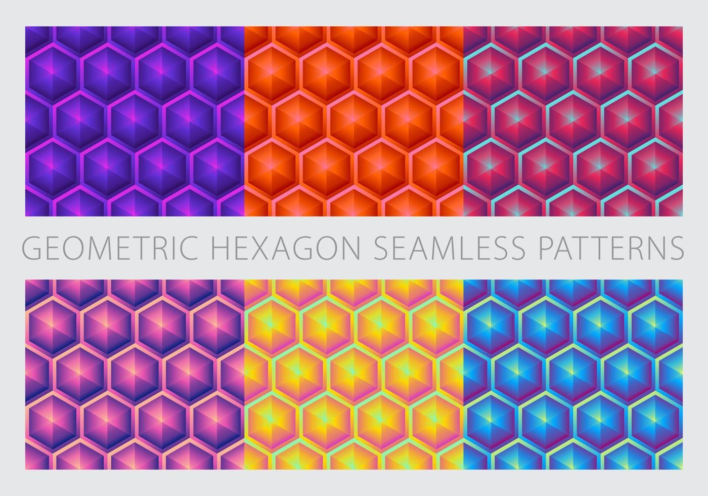 Geometric Hexagon Seamless Patterns Bright Neon Color vector