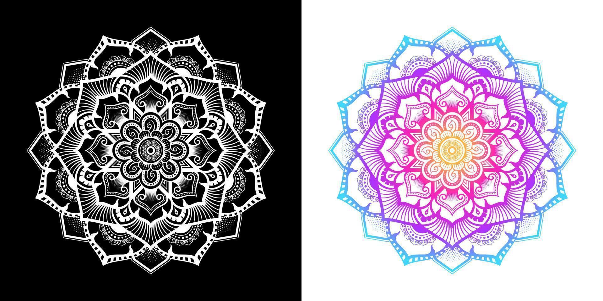 Mandala pattern Modern Thai art style, flower shape vector