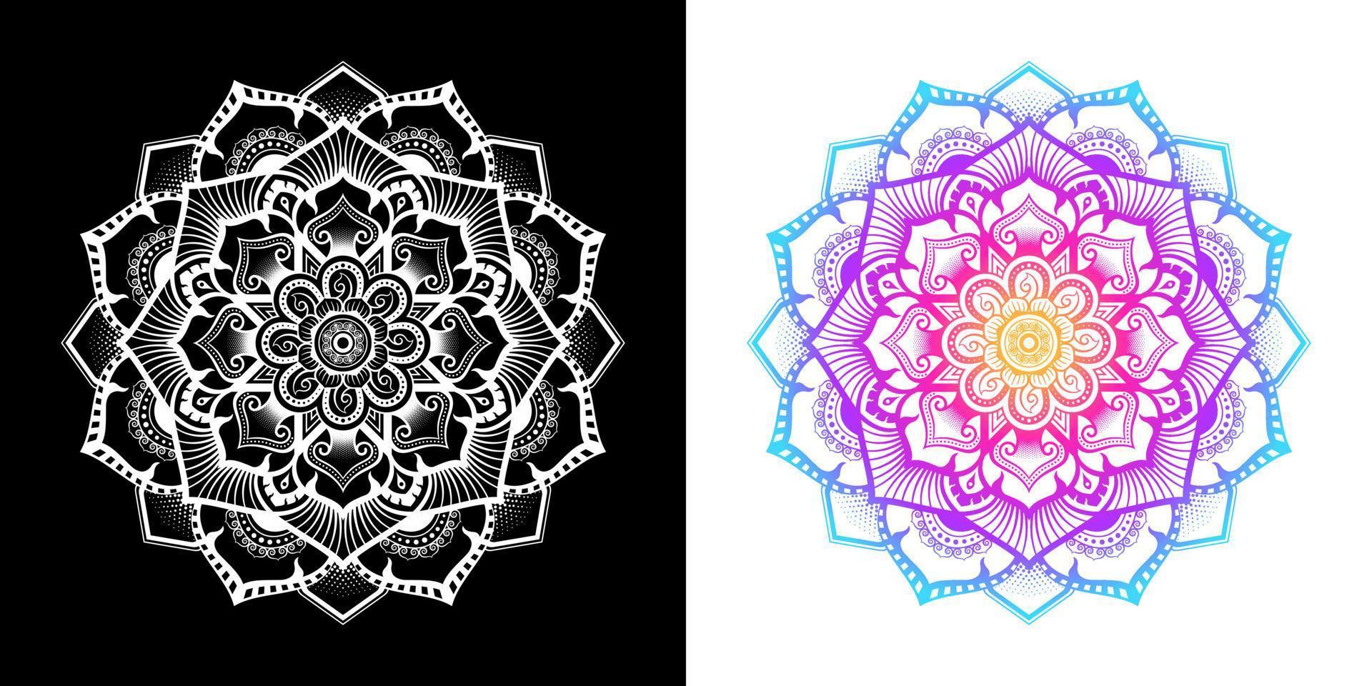 patrón de mandala estilo de arte tailandés moderno, forma de flor vector