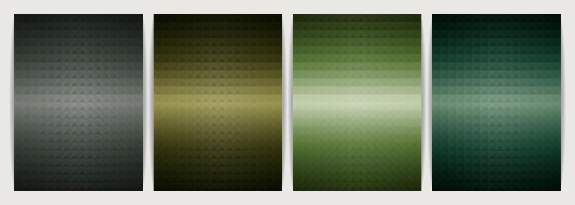 Poster Design Set Abstract Background, Geometric Shape Triangle Pyramid. Earth Tone Green Color. vector