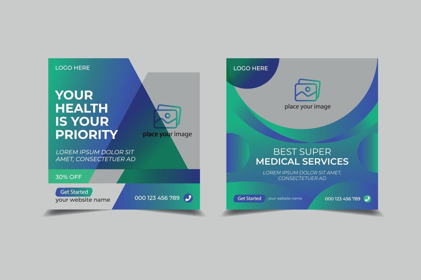 Medical Healthcare social media Template. web banner for Medical vector