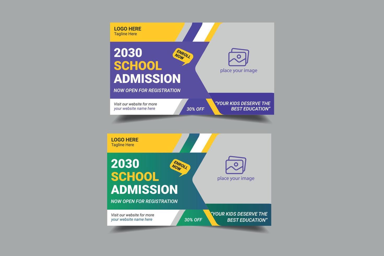 Kids school education admission video thumbnail and web banner template vector