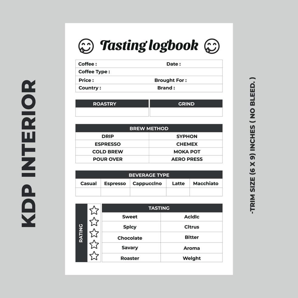 tasting logbook KDP Interior. vector
