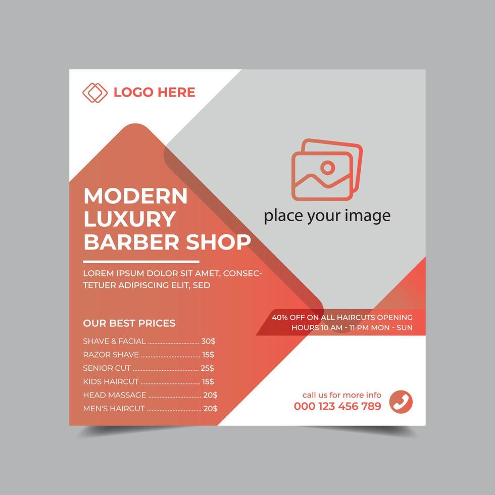 barber shop promotion and social media post template. Barber shop promotion ad social media. barbershop hair salon grand opening discount social media post vector