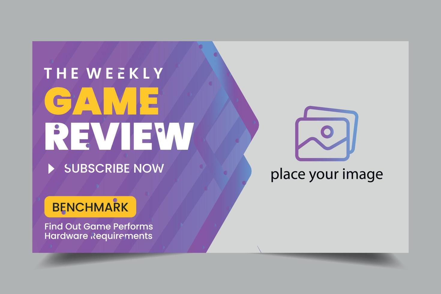 Video game review video thumbnail and web banner template vector