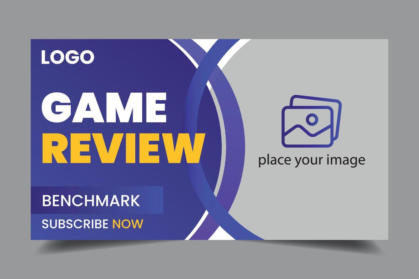 Video game review video thumbnail and web banner template vector